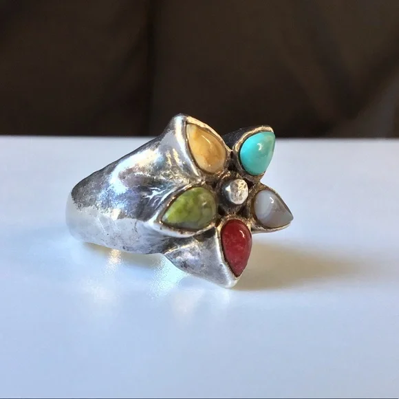 Vintage 925 BARSE multi stone statement ring - Picture 6 of 7